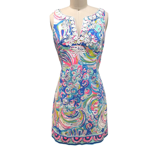 Lilly Pulitzer Dress Womens 4 Gabby Sleeveless Sheath Embroidered Trim - Picture 1 of 9